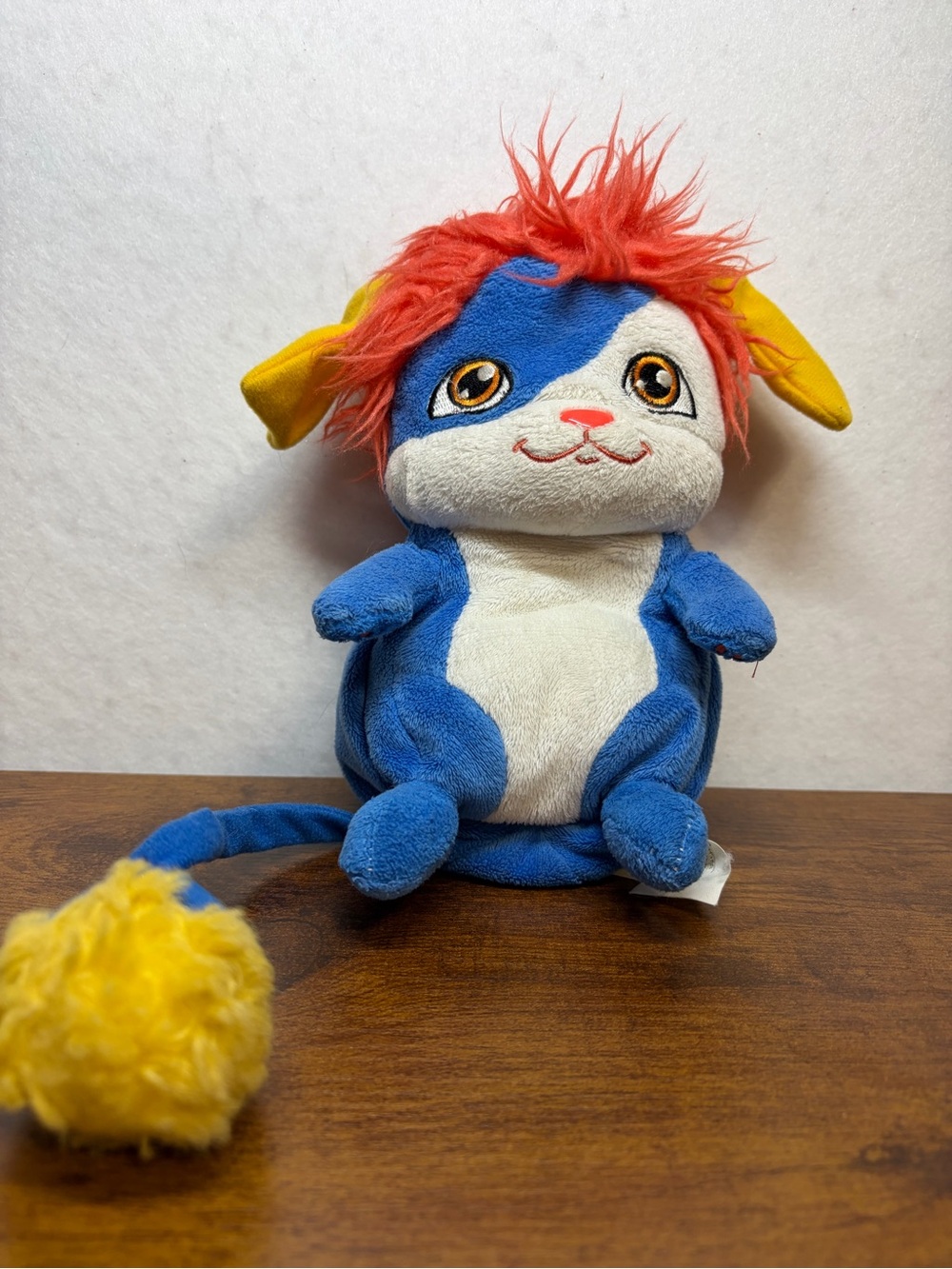 Vintage popples Colorful Plush Small Pet Toy - Blue, White, Yellow & Orange